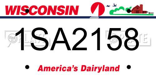 1SA2158 Wisconsin License Plate