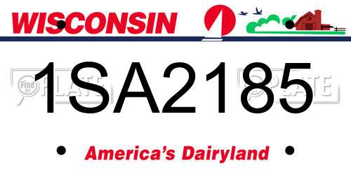 1SA2185 Wisconsin License Plate