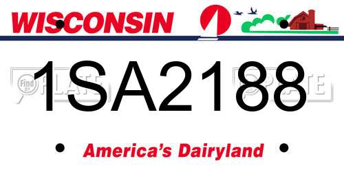 1SA2188 Wisconsin License Plate