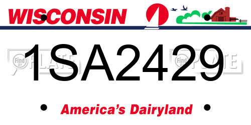 1SA2429 Wisconsin License Plate