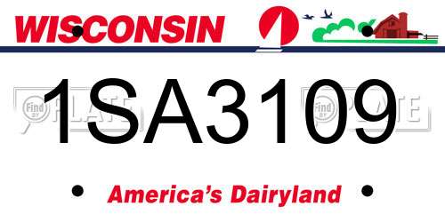 1SA3109 Wisconsin License Plate