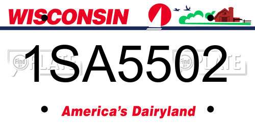 1SA5502 Wisconsin License Plate