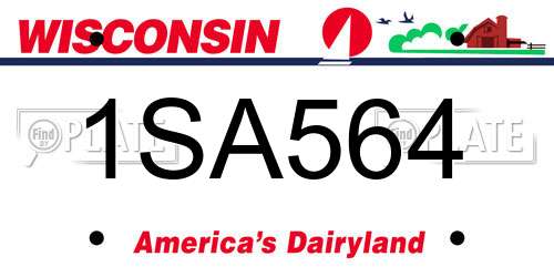 1SA564 Wisconsin License Plate