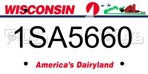 1SA5660 Wisconsin License Plate