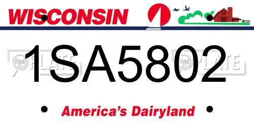 1SA5802 Wisconsin License Plate