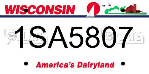 1SA5807 Wisconsin License Plate