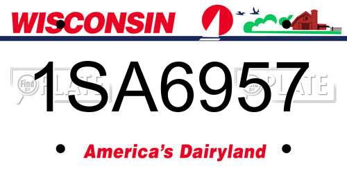 1SA6957 Wisconsin License Plate