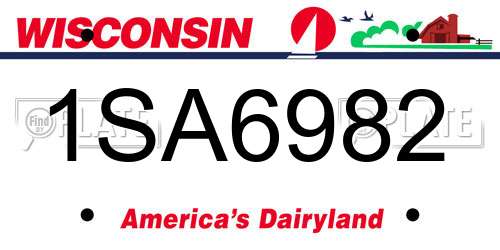 1SA6982 Wisconsin License Plate