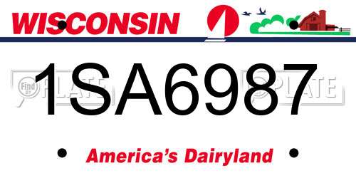 1SA6987 Wisconsin License Plate