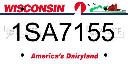 1SA7155 Wisconsin License Plate