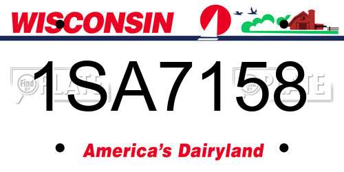 1SA7158 Wisconsin License Plate