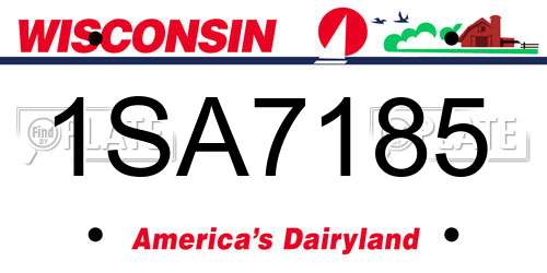 1SA7185 Wisconsin License Plate