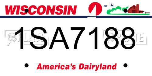 1SA7188 Wisconsin License Plate