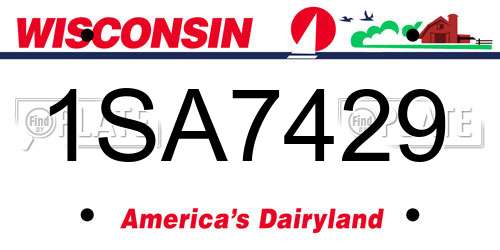 1SA7429 Wisconsin License Plate