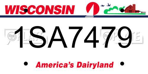 1SA7479 Wisconsin License Plate