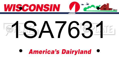 1SA7631 Wisconsin License Plate