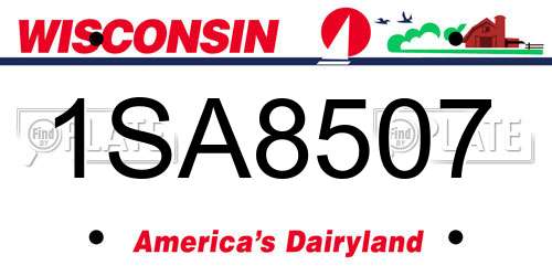 1SA8507 Wisconsin License Plate