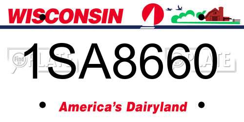 1SA8660 Wisconsin License Plate