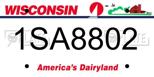 1SA8802 Wisconsin License Plate