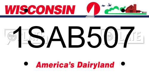 1SAB507 Wisconsin License Plate
