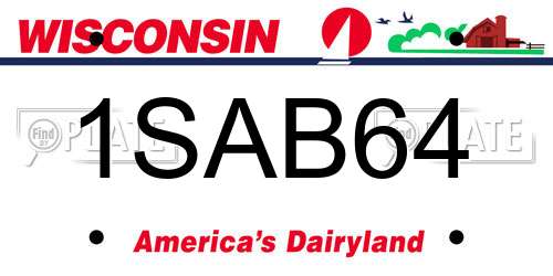 1SAB64 Wisconsin License Plate