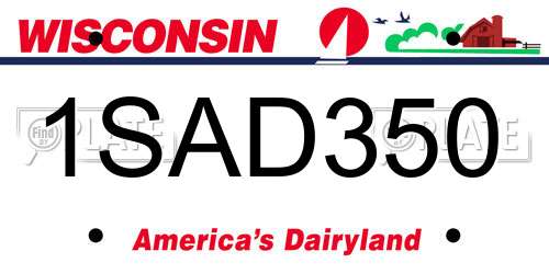 1SAD350 Wisconsin License Plate