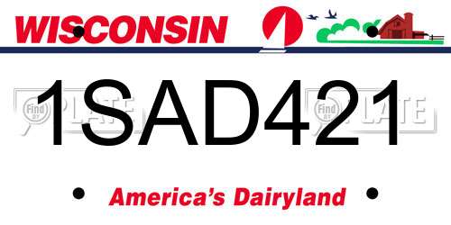 1SAD421 Wisconsin License Plate