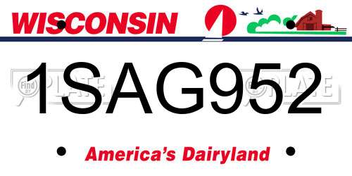 1SAG952 Wisconsin License Plate