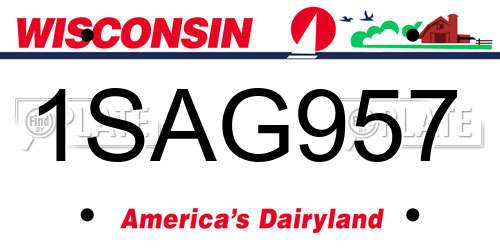 1SAG957 Wisconsin License Plate