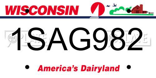 1SAG982 Wisconsin License Plate