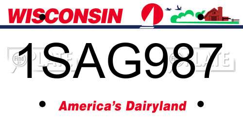 1SAG987 Wisconsin License Plate