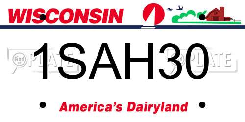 1SAH30 Wisconsin License Plate