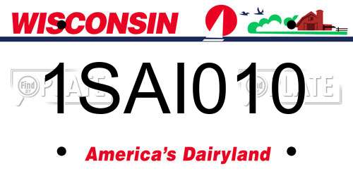 1SAI010 Wisconsin License Plate