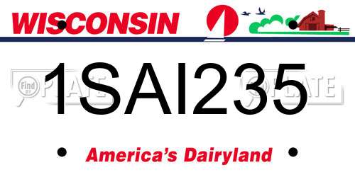 1SAI235 Wisconsin License Plate