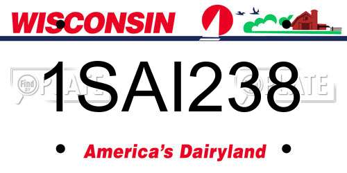 1SAI238 Wisconsin License Plate
