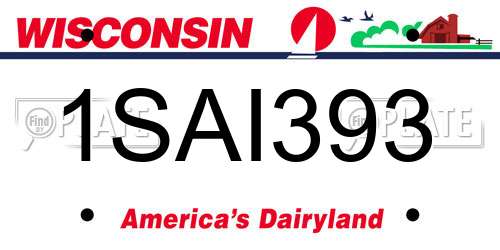 1SAI393 Wisconsin License Plate