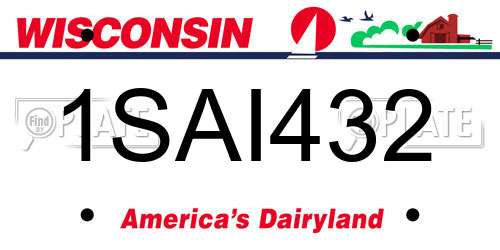 1SAI432 Wisconsin License Plate