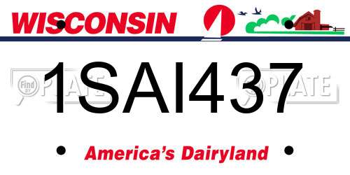 1SAI437 Wisconsin License Plate