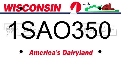 1SAO350 Wisconsin License Plate