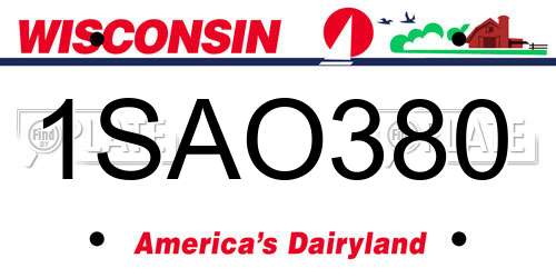 1SAO380 Wisconsin License Plate
