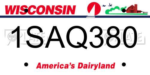 1SAQ380 Wisconsin License Plate