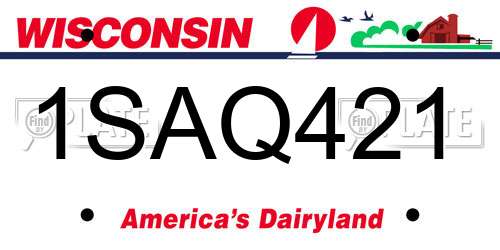 1SAQ421 Wisconsin License Plate