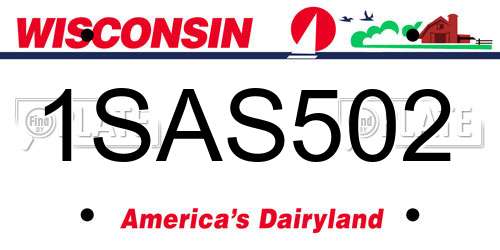 1SAS502 Wisconsin License Plate