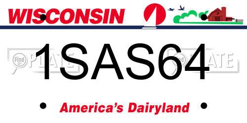 1SAS64 Wisconsin License Plate
