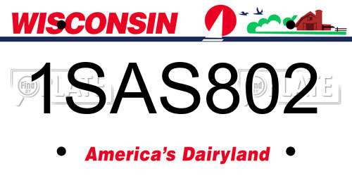 1SAS802 Wisconsin License Plate