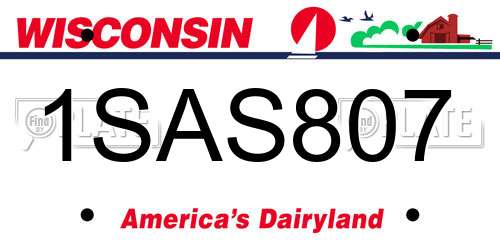 1SAS807 Wisconsin License Plate