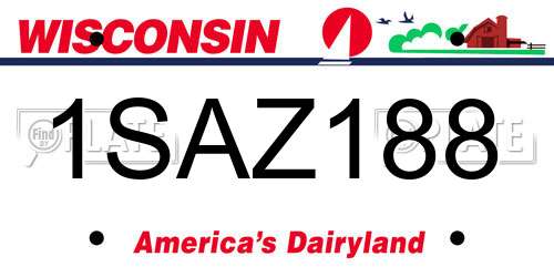 1SAZ188 Wisconsin License Plate