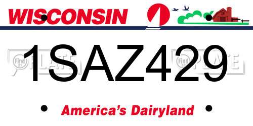 1SAZ429 Wisconsin License Plate