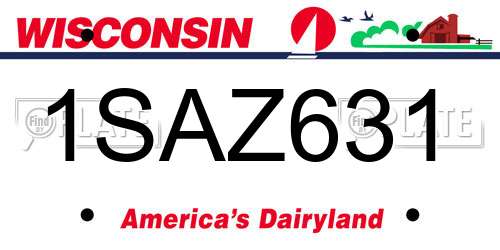 1SAZ631 Wisconsin License Plate