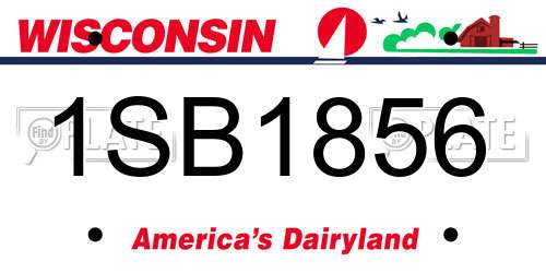 1SB1856 Wisconsin License Plate